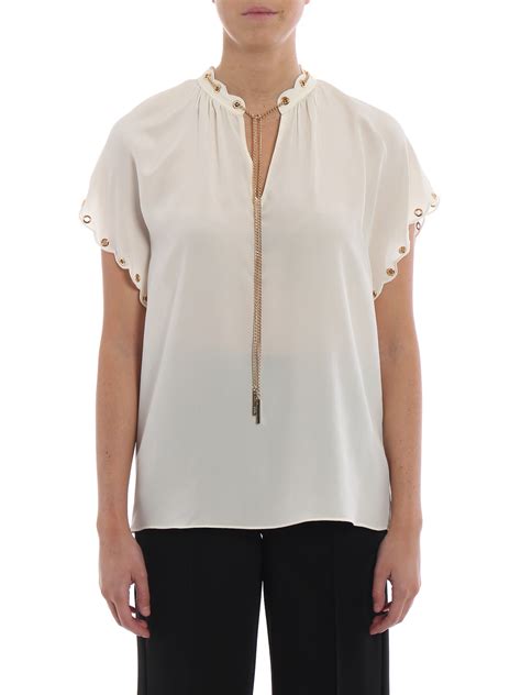 michael kors gold chain blouse|Michael Kors sleeveless blouses.